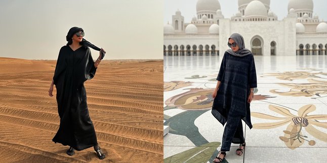 8 Photos of Donna Agnesia Vacationing in Dubai, Wearing Kaftan - Hijab Steals Attention