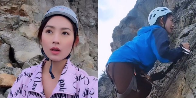 8 Pictures of Natasha Wilona Climbing a Cliff in Canada, Her Action is Tense