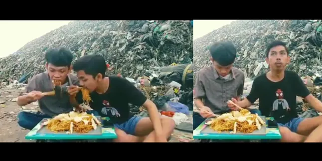 Aksi Nyeleneh, 2 Remaja Mukbang di Tempat Pembuangan Sampah