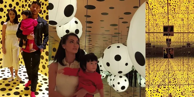 Atiqah Hasiholdan dan Rio Dewanto Ajak Baby Sal Kunjungi Pameran Yayoi Kusama