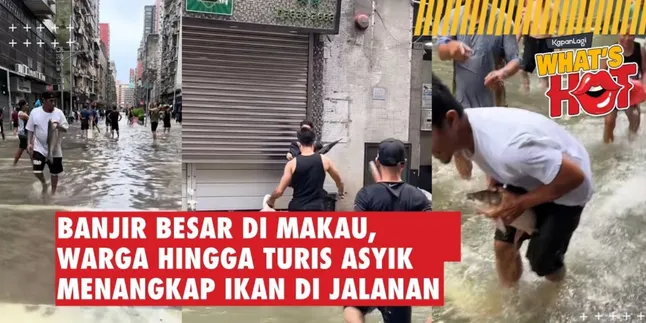 Banjir Besar di Makau, Warga hingga Turis Indonesia Asyik Menangkap Ikan di Jalanan