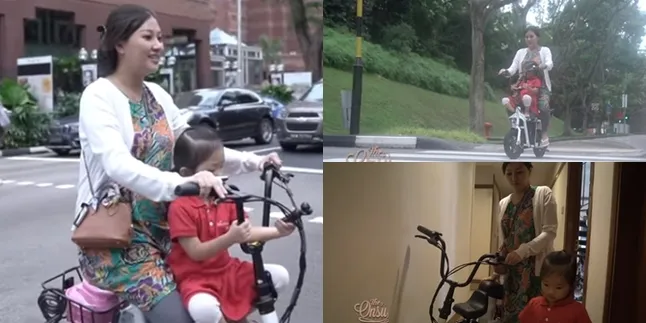 Baru Melahirkan, Sarwendah Sudah Antar Thalia Berangkat Sekolah Pakai Sepeda & Daster