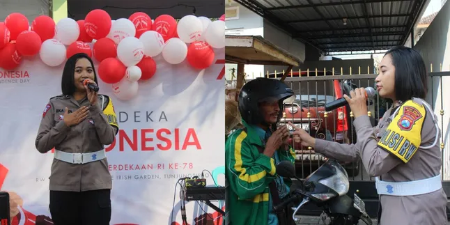 Beri Sambutan Acara, Polwan di Malang Mendadak Turun Panggung - Ingatkan Tukang Sayur yang Tak Pakai Helm