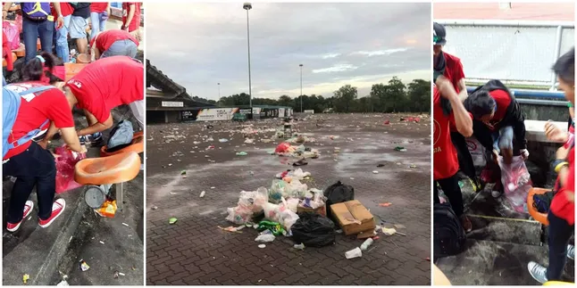 Bersihkan Sampah di Stadion Shah Alam, Suporter Indonesia Dapat Pujian!