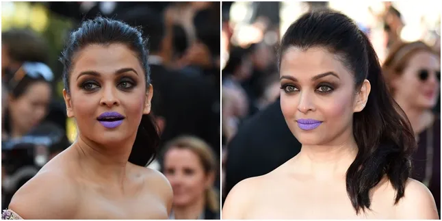 Bibir Ungu Aishwarya Masuk Daftar Penampilan Aneh di Cannes '16 Bibir Ungu Aishwarya Masuk Daftar Penampilan Aneh di Cannes '16