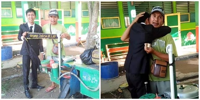 Bikin Haru, Pria Ini Peluk Sang Ayah Yang Seorang Penjual Siomay Pasca Lulus Kuliah