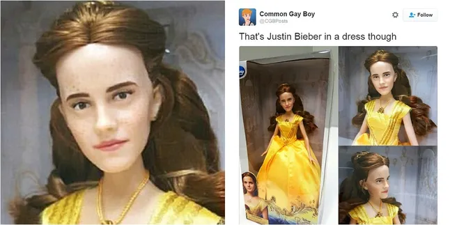 Bukan Emma Watson, Boneka Belle Ini Lebih Mirip Justin Bieber