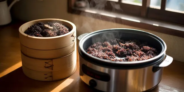 cara memasak ketan hitam kukus dan magic com