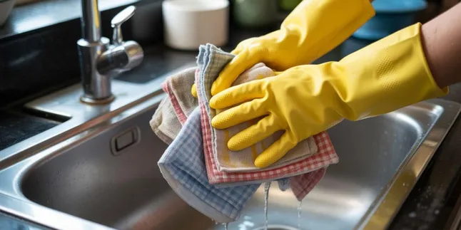 Cara Mencuci Lap Dapur yang Berminyak