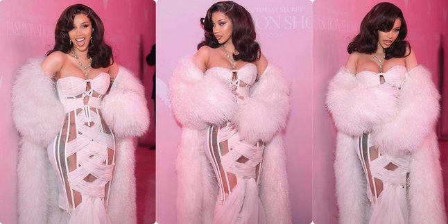 Cardi B Captivates at Victoria's Secret Fashion Show 2024 in a Pale Pink Dress!