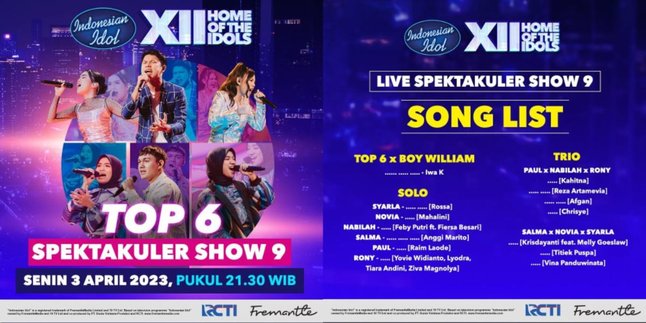 Daftar Kontestan Indonesian Idol Top 6, Tampil di Spektakuler Show 9 Bakal Ada Versi Trio