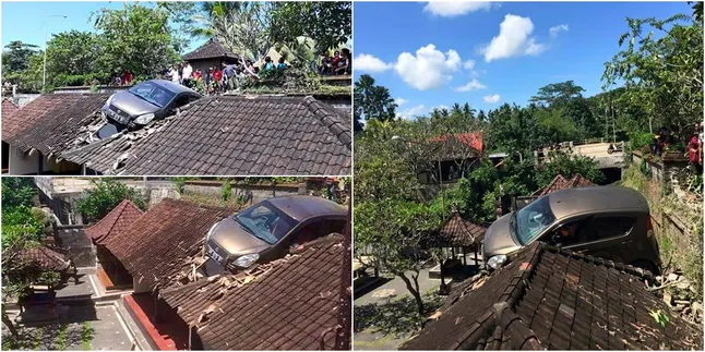 Diduga Baru Belajar Nyetir, Mobil Ini Berakhir di Atap Pura