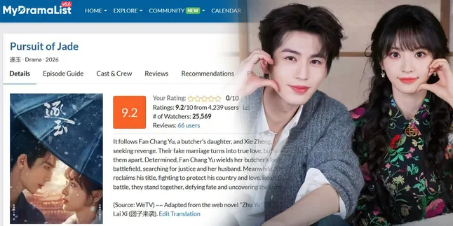 Latest Chinese Drama Zhang Linghe, Pursuit of Jade Breaks the Highest Rating Record in History on MyDramaList