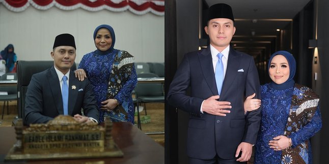 Fadel Islami Becomes a Member of the Regional House of Representatives, This is Muzdalifah's Style Accompanying Her Husband During the Inauguration