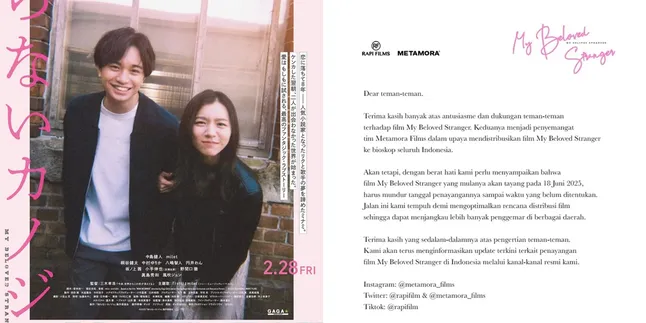 Film Jepang Terbaru MY BELOVED STRANGER Tunda Penayangan di Bioskop Indonesia, Begini Alasan Rapi Film Film Jepang Terbaru MY BELOVED STRANGER Tunda Penayangan di Bioskop Indonesia, Begini Alasan Rapi Film