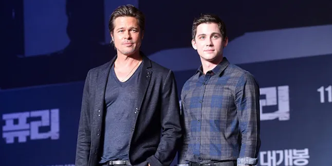 [Foto] Kunjungi Korea, Brad Pitt - Logan Lerman Tampil Dandy