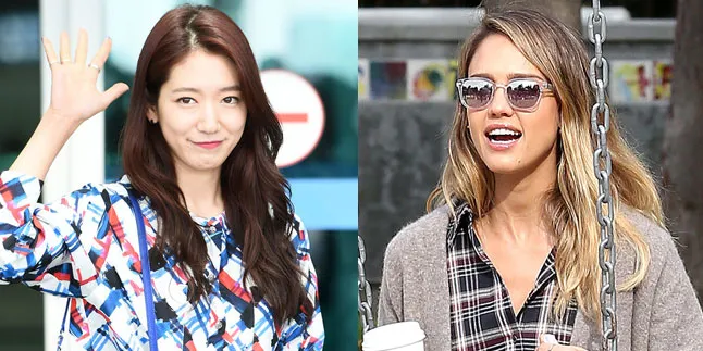 FOTO: Pakai Baju Kembaran Jessica Alba, Park Shin Hye Tak Nyaman
