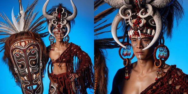 Glenn Victor Appears in a Costume from the Asmat Tribe of Papua at the Mister International 2024 Event