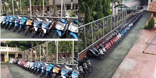Ini Dia Satpam Sekolah Paling Juara, Menata Sepeda Motor Siswa Sesuai Warna