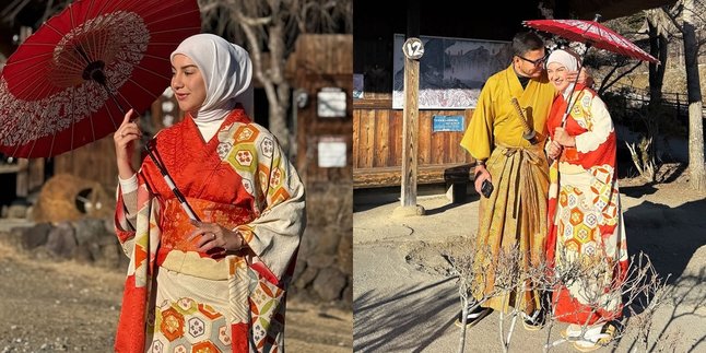 Irish Bella and Haldy Sabri Match Wearing Kimono with Mount Fuji Background, Honeymoon Vibes in Japan