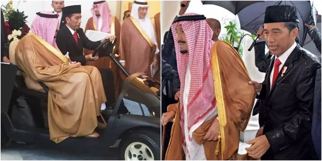 Istimewa, Jokowi Rela Basah Kuyup Tak Berpayung Demi Raja Salman
