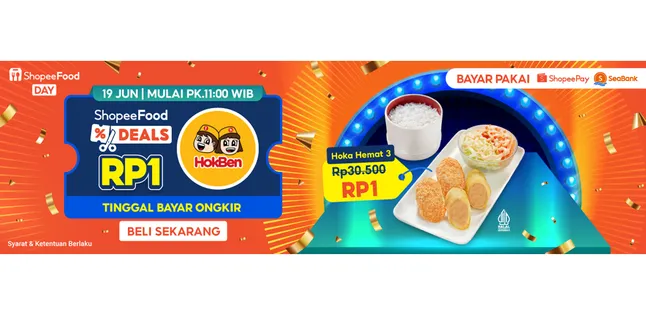 Jangan Lewatkan! Menu HokBen Mulai Rp1 Cuma Hari Ini di ShopeeFood Deals Jangan Lewatkan! Menu HokBen Mulai Rp1 Cuma Hari Ini di ShopeeFood Deals