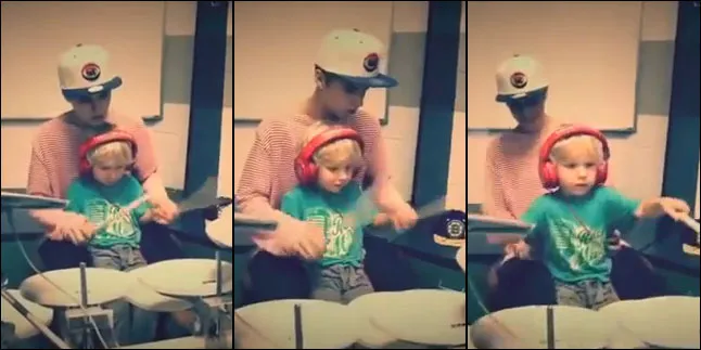Justin Bieber Ajari Adiknya Ngedrum, So Cute! Justin Bieber Ajari Adiknya Ngedrum, So Cute!
