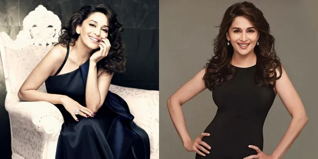 Kenakan Lehenga Marun di Red Carpet, Madhuri Dixit Makin Gemuk?