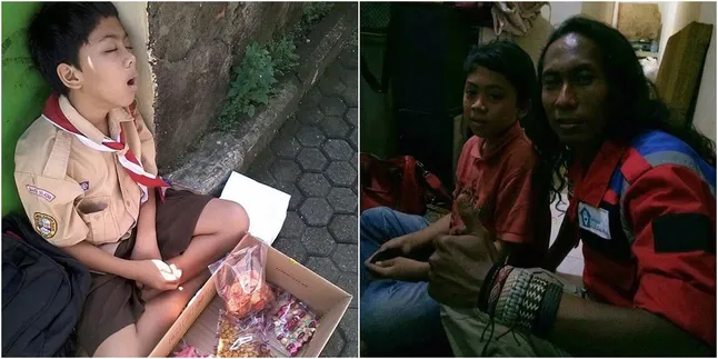 Kisah Abil, Siswa Berseragam Pramuka Yang Tertidur Saat Berjualan