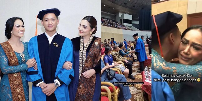 Kris Dayanti Overwhelmed and Unable to Hold Back Tears - Embraces Tight and Receives Flowers from Azriel Hermansyah During Graduation