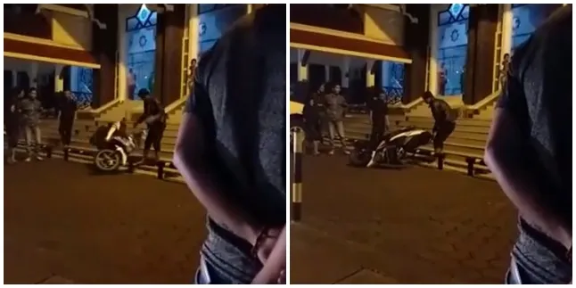 Lagi, Seorang Pria Banting Motor Setelah Ditegur Parkir Sembarangan