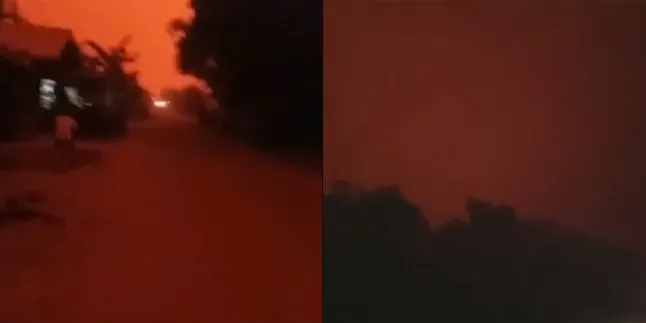 Langit Jambi Merah Akibat Kebakaran Hutan, Siang Jadi Malam