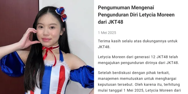 Letycia Moreen Resmi Mengundurkan Diri Sebagai Anggota Generasi 12 JKT48 Letycia Moreen Resmi Mengundurkan Diri Sebagai Anggota Generasi 12 JKT48