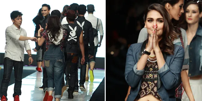 Luna Maya dan Ariel Senggolan di Catwalk JFW
