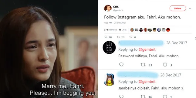 Minta Pasang Elpiji - Angkat Jemuran, 'Nikahi Aku Fahri, Aku Mohon' Jadi Meme Kocak