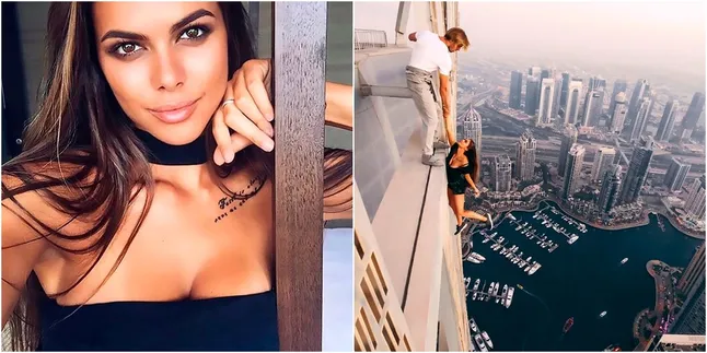 Model Rusia Ini Rela Hampir Jatuh 300 Meter Demi Photoshoot