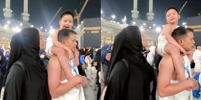 The moment Athar, Citra Kirana's child, joined Umrah, being carried during Tawaf