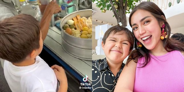 Sweet Moment of El Barack, Jessica Iskandar's Son, Buying Siomay by the Roadside, Speaking in English and Bargaining the Price