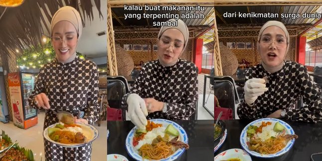 Mulan Jameela's Moment Eating Sundanese Food, She Eats Gracefully but Wears Gloves Are Highlighted