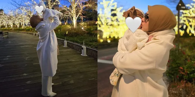 Momen Syahrini Jalan-Jalan Bareng Anak di Jepang, Pakai Outfit Musim Dingin Warna Kembaran