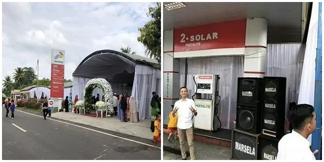 Nyeleneh, Pernikahan Unik Ini Diselenggarakan di Dalam SPBU!