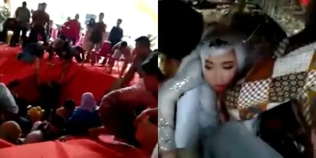 Panggung Pelaminan Roboh, Kedua Pengantin Terjebak di Kolong