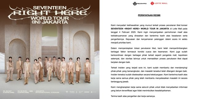 Ticket Exchange for SEVENTEEN Concert in Jakarta Faces Protests, Promoter Releases Official Statement 