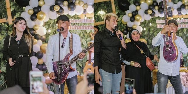 7 Portraits of Via Vallen's Father's Birthday Surprise, Full of Joy and Happiness, Receives a Sultan Guitar Gift