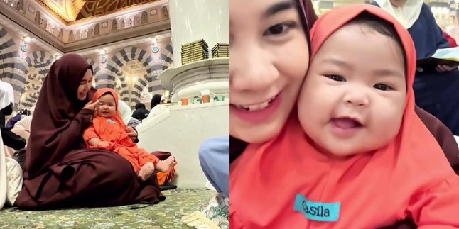 Portrait of Anisa Rahma Breaking Fast at Nabawi Mosque While Carrying the Little One, Netizens United in Prayer