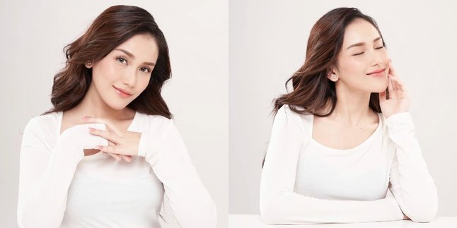 Ayu Ting Ting's Portrait in a White Dress and Natural Makeup, Looking Flawless