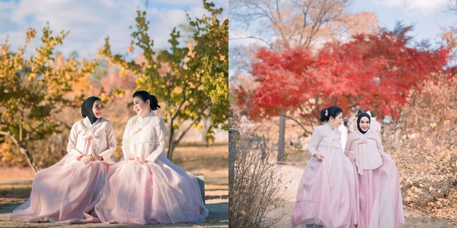 Beautiful Portrait of Mami Rieta Amilia and Desiree Tarigan Wearing Hanbok in Korea, Forever Young Besties