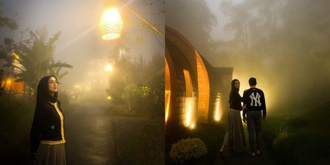 7 Portraits of Desy Ratnasari Traveling in a Foggy Area, Focusing on Holding Hands with a Man