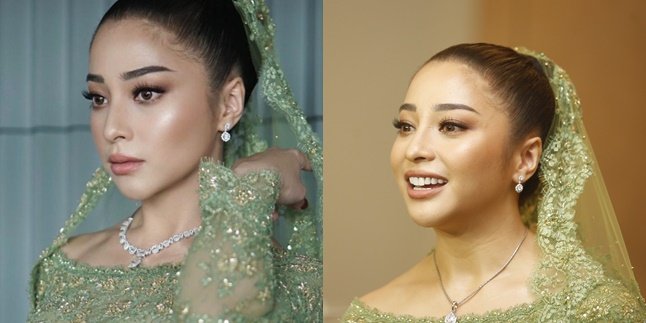 Portrait of Nikita Willy's Makeup and Engagement Kebaya, Looking Beautiful with Green Nuance