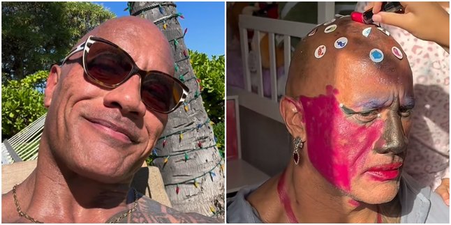 Portrait of Dwayne Johnson Resigned to Being Made Up by His Daughter Before the Gym, A Small Moment That Won't Happen Again